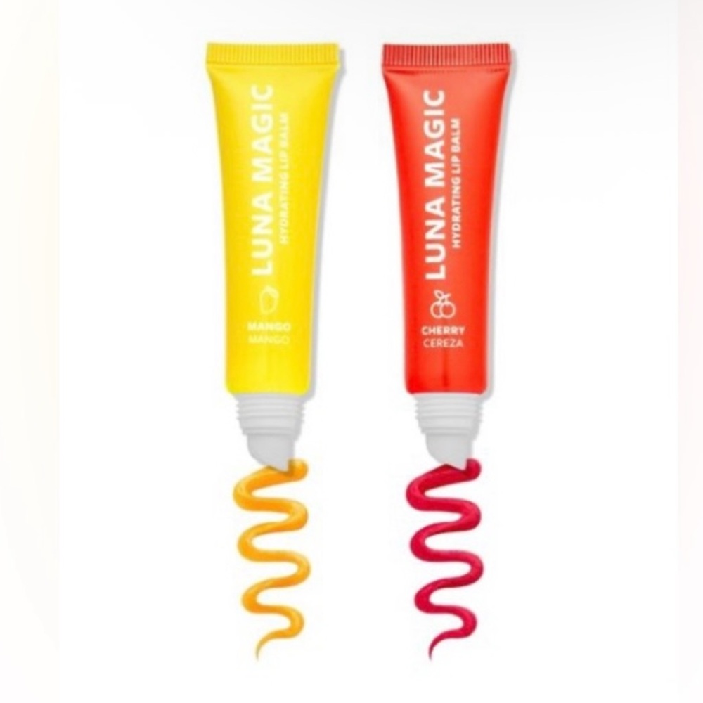 Luna Magic NWT Cherry Mango Lipgloss Balm Duo Set Sealed Boxed Red Orange OS